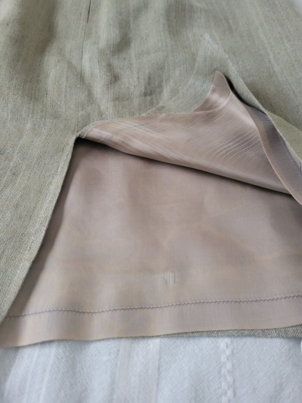 Burberry London Linen Pencil Skirt Office Chic Quiet Luxury Designer Capsule - Picture 3 of 7